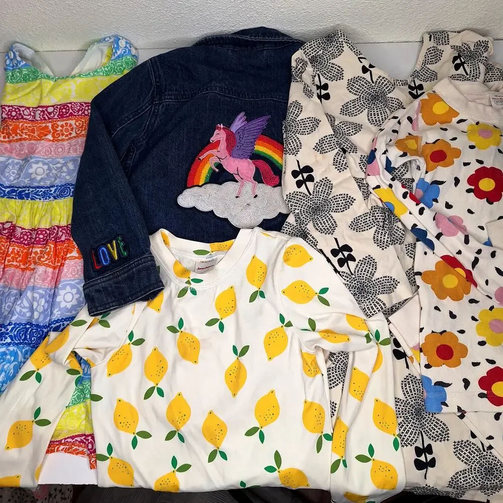 Mini Boden Hanna Andersson 5 pc Lot Girls 6-7 Dresses Jacket Swim Pajamas Floral